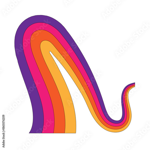 Psychedelic journey of vibrant hues and fluid curves, an abstract artistic expression radiating retro charm and dynamic visual energy in a bold, flowing design perfect for creative projects