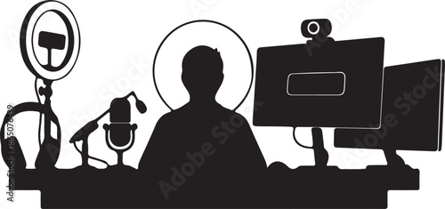 person recording video at desk