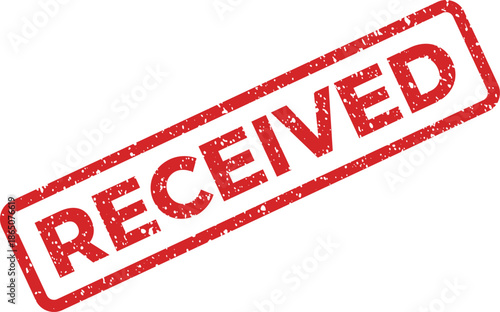 Red grunge rubber stamp impression stating 'RECEIVED' on a document