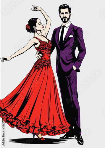 048-05-Elegant couple dancing tango, expressing passion and sophisticated romance