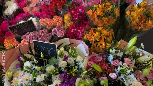 Flower shop. Beautiful large bouquets of flowers. .
