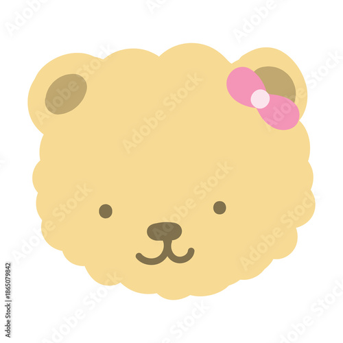 cute bare face with pink bow. 