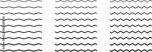 Vector water waves. Set of wavy zigzag lines. Vector illustration