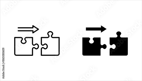 Merging linear icon set. Thin line vector illustration on white background