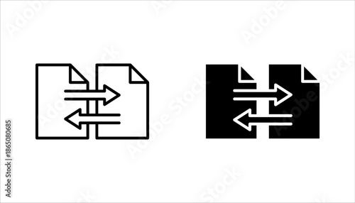 Merging linear icon set. Thin line vector illustration on white background