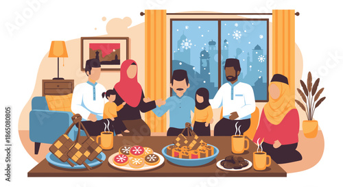 Family Gathering for Iftar during Ramadan Celebration.