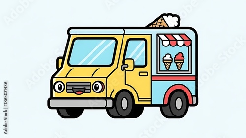 Wallpaper Mural Colorful Ice Cream Truck Illustration. Torontodigital.ca