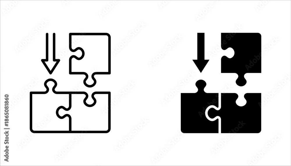 Obraz premium Merging linear icon set. Thin line vector illustration on white background