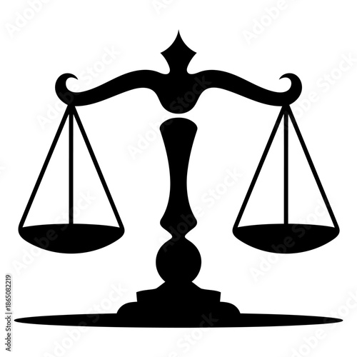 Injustice Scale Icon Silhouette Vector on White Background, Legal Concept