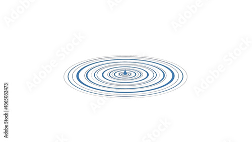 Graphic depiction of water ripples spreading outwards, after a droplet falls into it, with layers of blue and gray rings