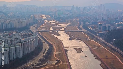 Daejeon, South Korea - 1 Feb, 2024 : Aerial view of near Hanbit Tower