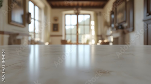 Blurred Cozy Fireplace Interior with Wood Surface