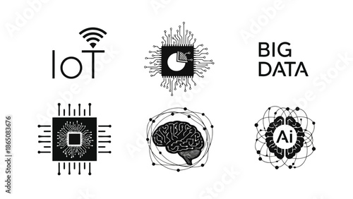 Illustrative depiction of iot big data ai and neural network concepts