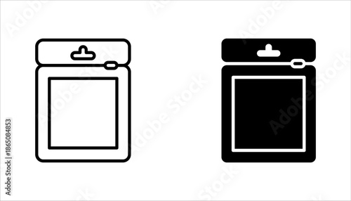 Zip bag icons set. Outline set of vacuum zipper bag, vector illustration on white background