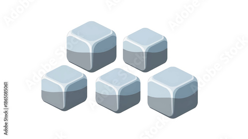 An isometric illustration displays five stylized, shaded cubes arranged in an isolated cluster on a blank white background
