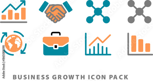 Business growth icons for presentations and reports