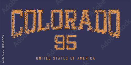 Retro typography university united states state vintage slogan print, 
highlighted grunge texture for graphic t-shirt or sweatshirt hoodie - Vector