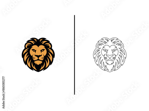 Lion Head Logo Set Creative Mascot, Emblem and Brand Identity Vector