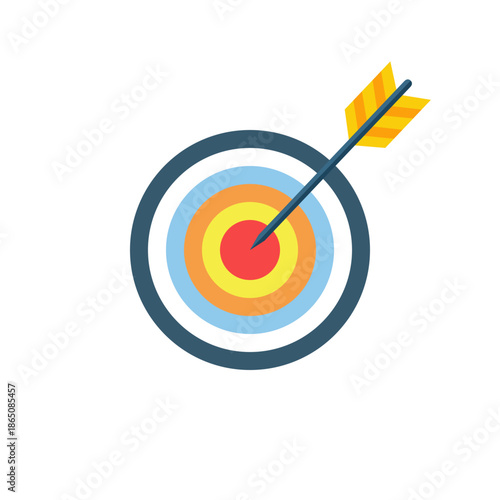 Arrow hitting a target icon. Success goal on isolated background.