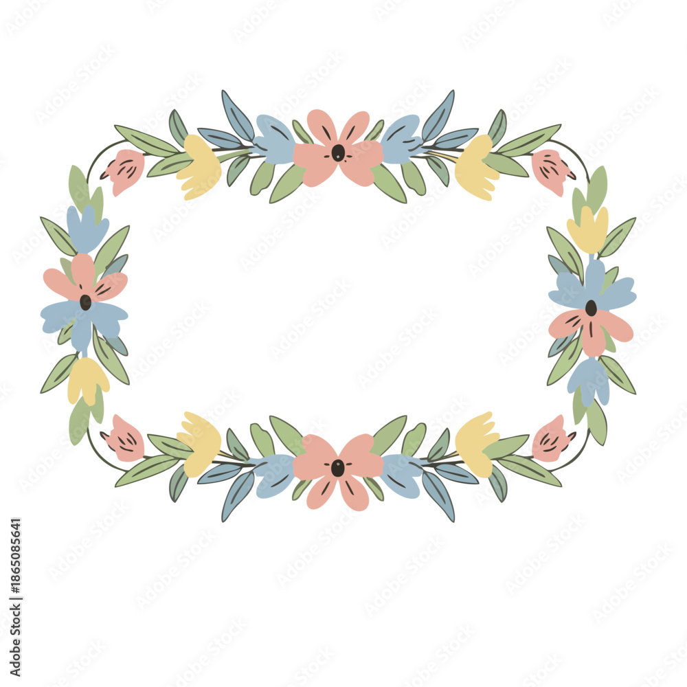 Fototapeta premium wreath of flowers, frame flowers