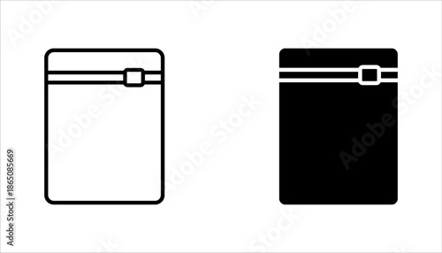 Zip bag icons set. Outline set of vacuum zipper bag, vector illustration on white background