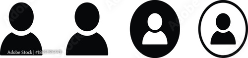 User profile avatar icon set showing generic person silhouettes for account login, interface design, and default user identity illustration