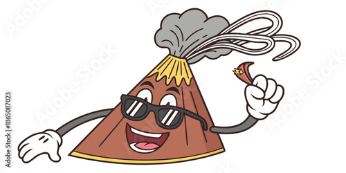 Cool Cartoon Volcano Character with Sunglasses and Smoke