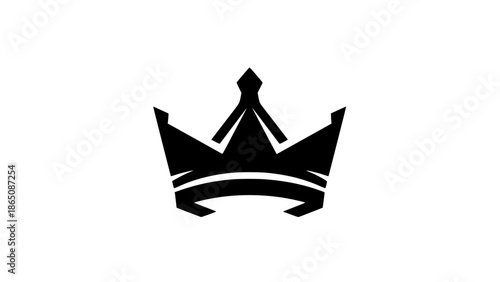 Minimalist black silhouette vector graphic design of a modern, sharp, and iconic royal crown symbol representing authority, leadership, and premium quality achievement in branding.