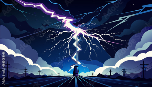 lightning over the city