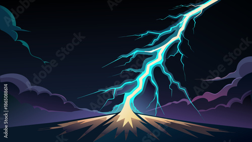 Volcanic lightning illuminates the night