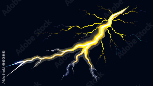 Bright yellow lightning strike