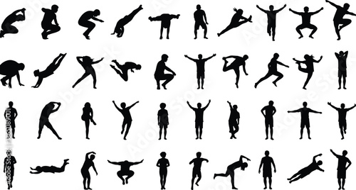 Human silhouette poses collection for animation, sports, dance, fitness, motion study, body language, physical therapy, and artistic reference