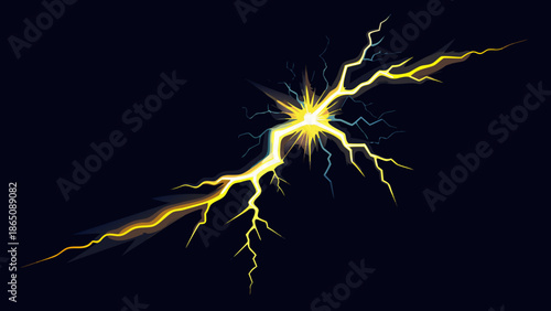 Bright yellow lightning strike