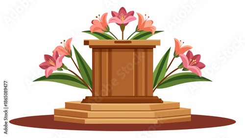Flower-adorned pedestal