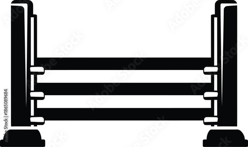 Black horse jump illustration with a simple design on transparent background silhouette