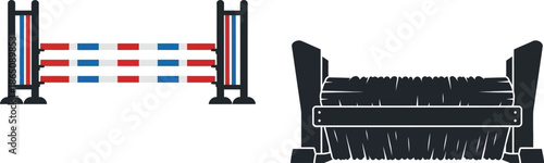 Show jumping obstacles colorful and black silhouette on transparent background