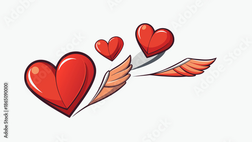 Flying hearts with wings