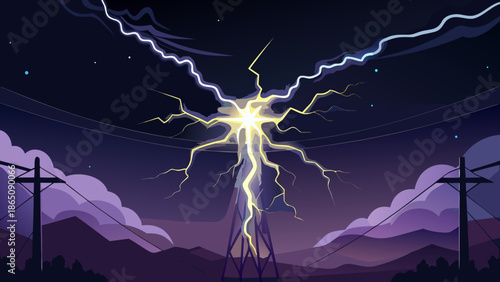 Lightning strike on mountain