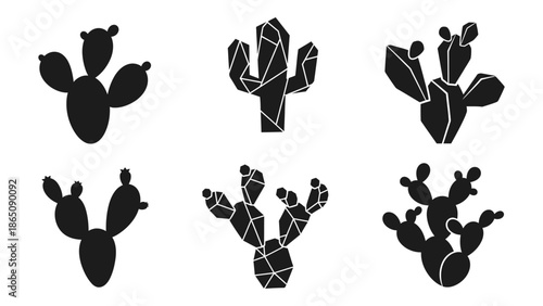 Prickly pear cactus silhouette icon vector design