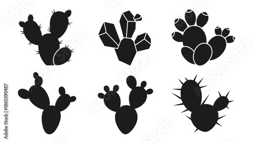 Prickly pear cactus silhouette icon vector design