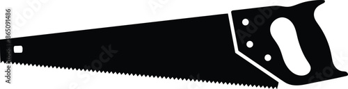Black hand saw tool illustration perfect for designs on transparent background silhouette