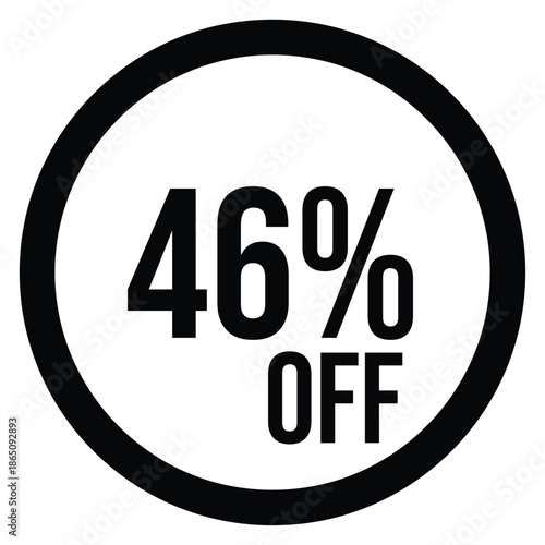 46% OFF Sale Discount Round Badge Icon Isolated on White