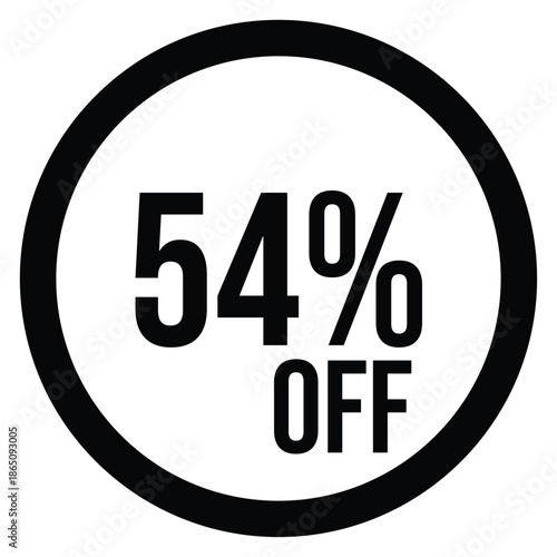 54% OFF Sale Discount Round Badge Icon Isolated on White