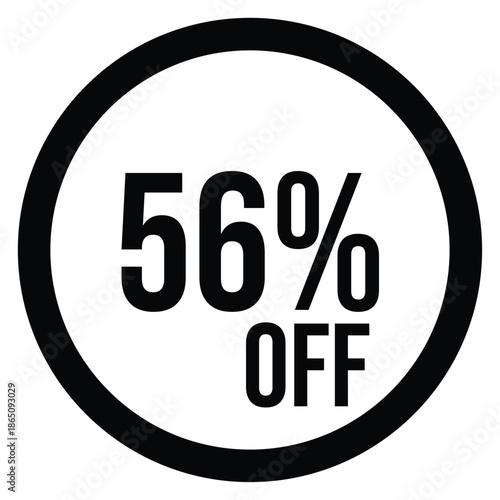 56% OFF Sale Discount Round Badge Icon Isolated on White