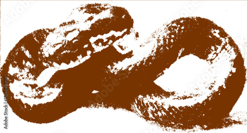 Coiling snake in brown vintage style. Graphic reptile illustration with a unique patterned design, rendered in a detailed vector format.