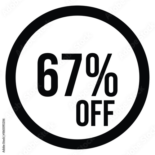 67% OFF Sale Discount Round Badge Icon Isolated on White