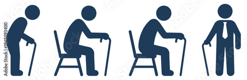 senior man walking cane icon