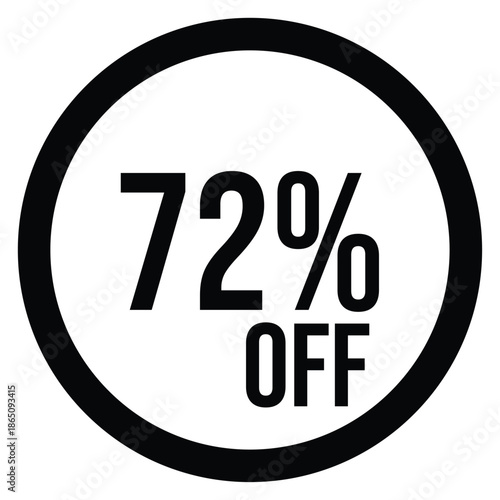 72% OFF Sale Discount Round Badge Icon Isolated on White