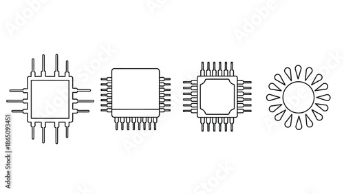 Technical drawings of integrated circuits and a radial component layout