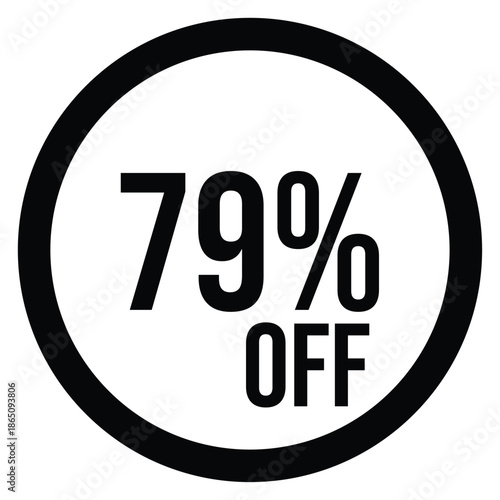 79% OFF Sale Discount Round Badge Icon Isolated on White